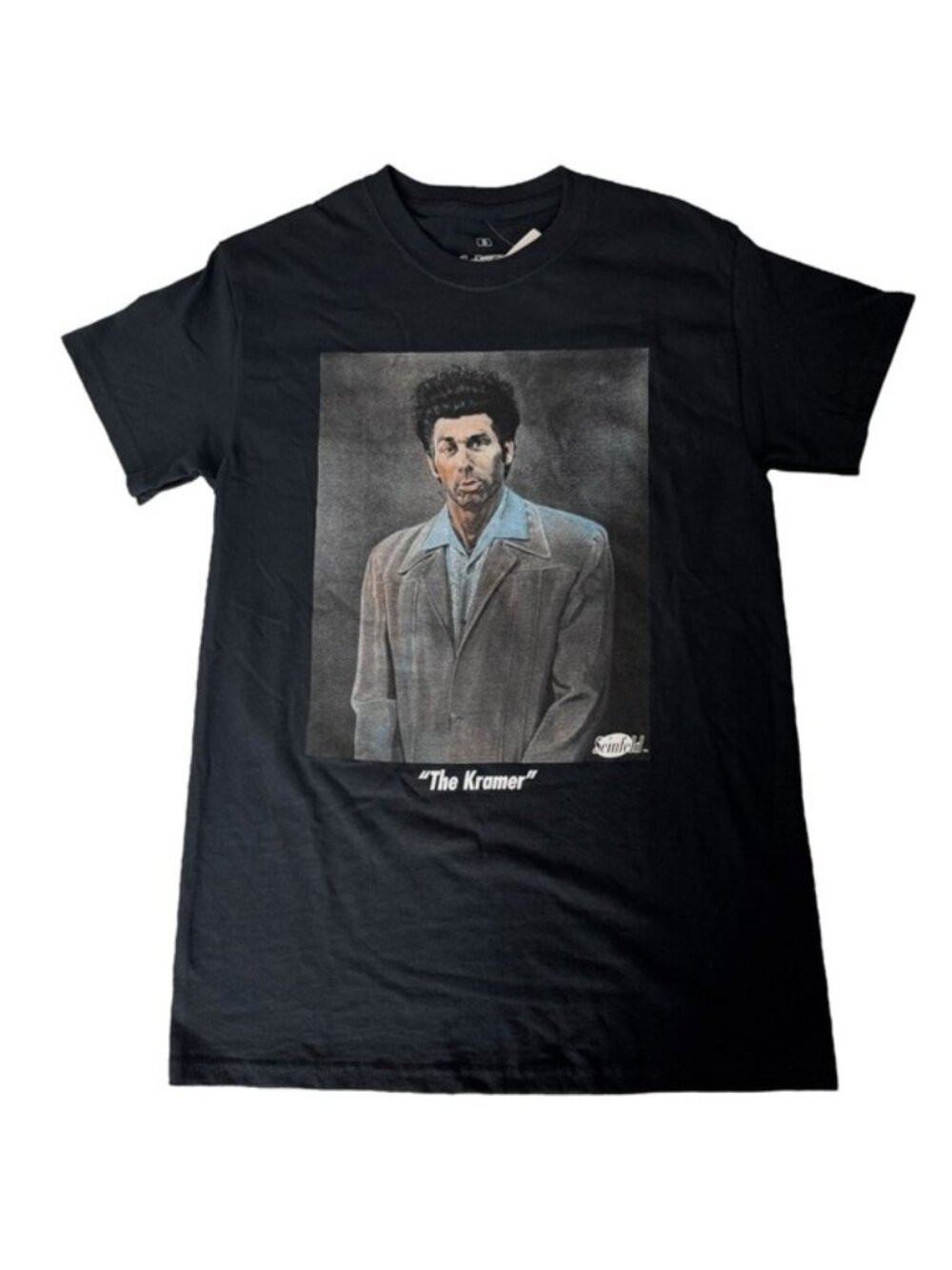 NWT The Kramer Seinfeld T Shirt Black Short Sleeve Portrait Graphic Unisex Small